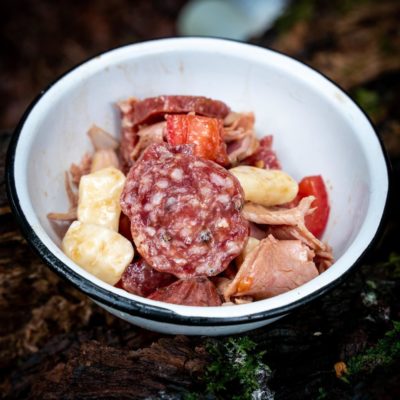 easy backpacking meals - meat salad