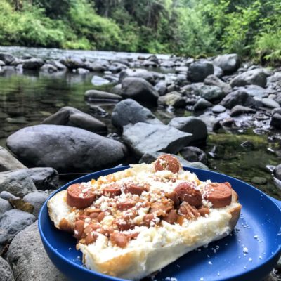 trailgate hot dog bowl - backpacking food ideas