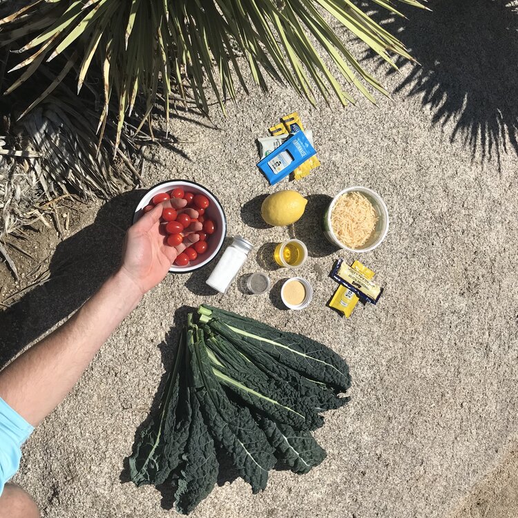 kale caesar salad - hiking recipe book healthy camping food