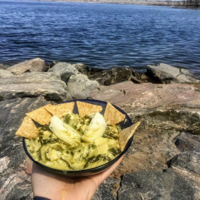 best gourmet camping recipes - spinach and artichoke dip
