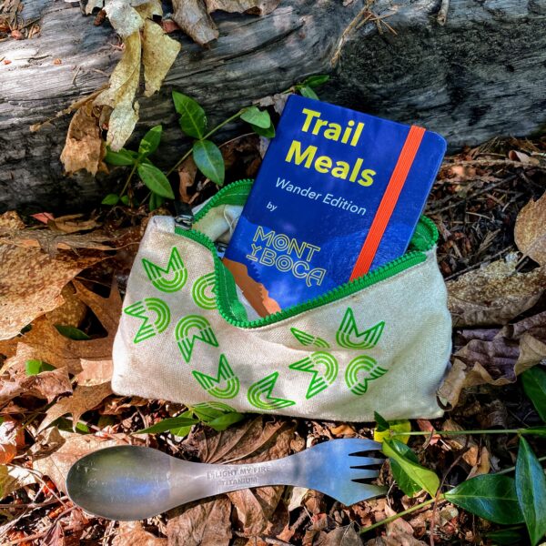 backpacking utensil tote and cookbook