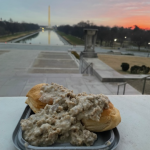 camping comfort food - biscuits and gravy